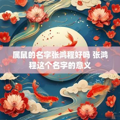 属鼠的名字张鸿程好吗 张鸿程这个名字的意义
