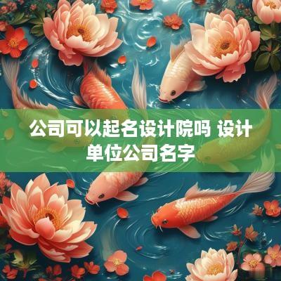 公司可以起名设计院吗 设计单位公司名字