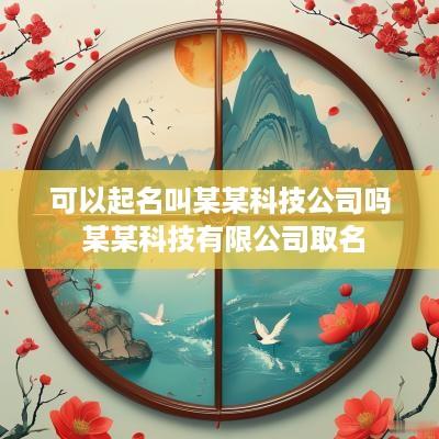可以起名叫某某科技公司吗 某某科技有限公司取名