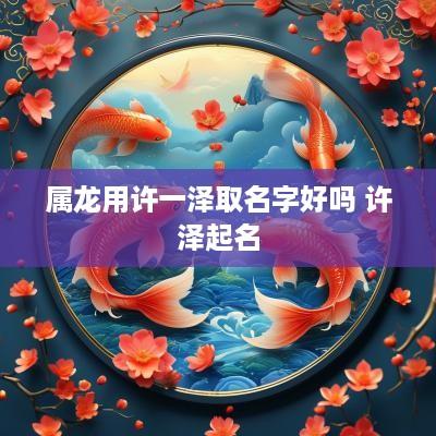 属龙用许一泽取名字好吗 许泽起名