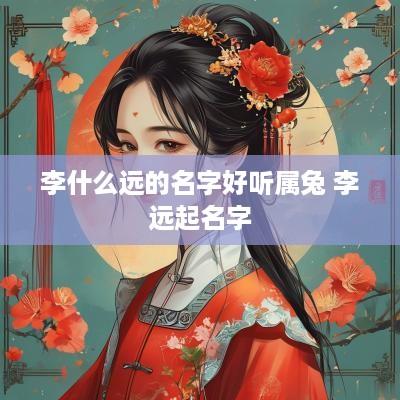 李什么远的名字好听属兔 李远起名字