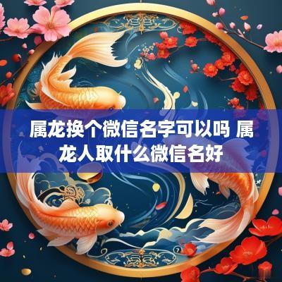 属龙换个微信名字可以吗 属龙人取什么微信名好
