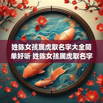 姓陈女孩属虎取名字大全简单好听 姓陈女孩属虎取名字大全简单好听两个字
