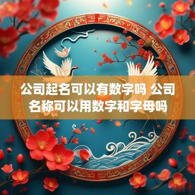 公司起名可以有数字吗 公司名称可以用数字和字母吗