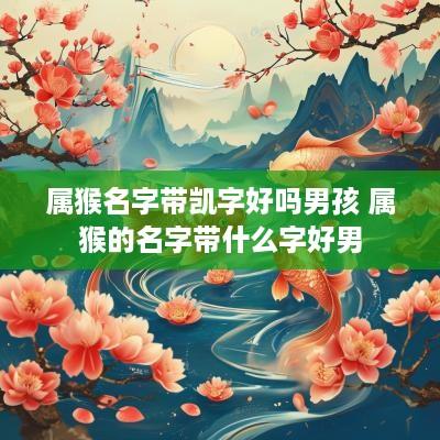 属猴名字带凯字好吗男孩 属猴的名字带什么字好男