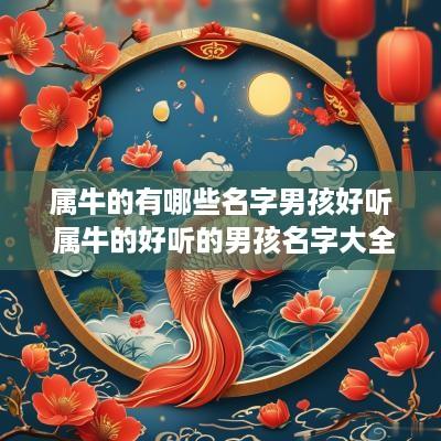 属牛的有哪些名字男孩好听 属牛的好听的男孩名字大全集