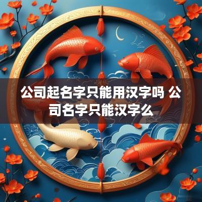 公司起名字只能用汉字吗 公司名字只能汉字么