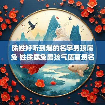 徐姓好听到爆的名字男孩属兔 姓徐属兔男孩气质高贵名字