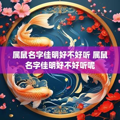 属鼠名字佳明好不好听 属鼠名字佳明好不好听呢