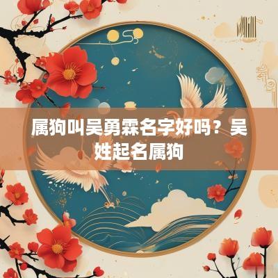 属狗叫吴勇霖名字好吗？吴姓起名属狗