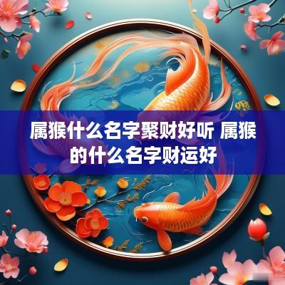 属猴什么名字聚财好听 属猴的什么名字财运好