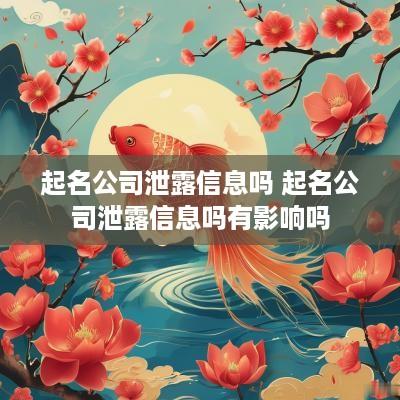起名公司泄露信息吗 起名公司泄露信息吗有影响吗