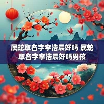 属蛇取名字李浩晨好吗 属蛇取名字李浩晨好吗男孩
