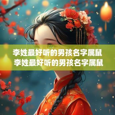李姓最好听的男孩名字属鼠 李姓最好听的男孩名字属鼠女孩