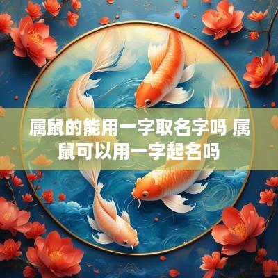 属鼠的能用一字取名字吗 属鼠可以用一字起名吗