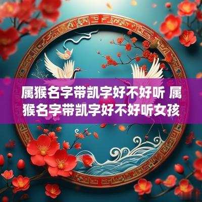 属猴名字带凯字好不好听 属猴名字带凯字好不好听女孩