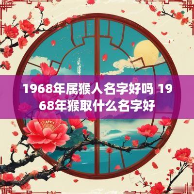 1968年属猴人名字好吗 1968年猴取什么名字好