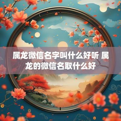 属龙微信名字叫什么好听 属龙的微信名取什么好