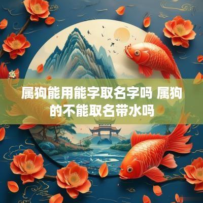 属狗能用能字取名字吗 属狗的不能取名带水吗