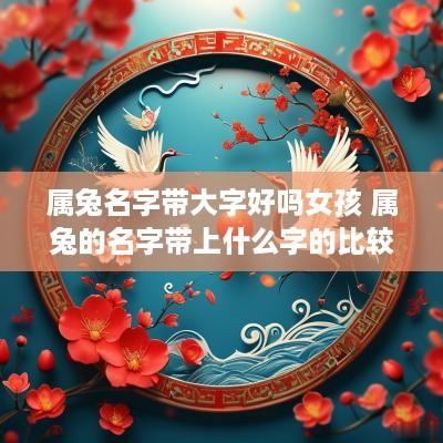 属兔名字带大字好吗女孩 属兔的名字带上什么字的比较好