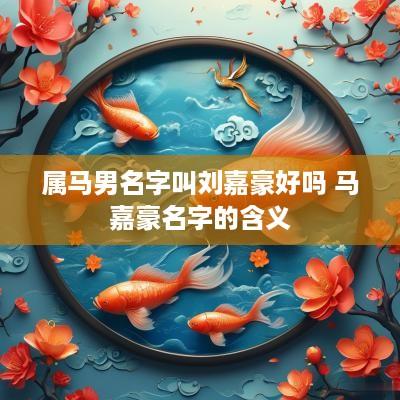 属马男名字叫刘嘉豪好吗 马嘉豪名字的含义