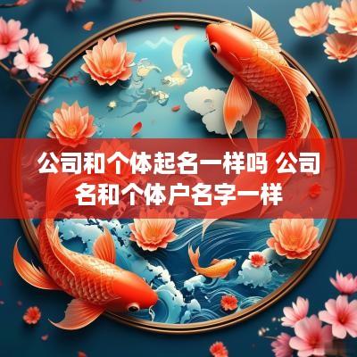 公司和个体起名一样吗 公司名和个体户名字一样