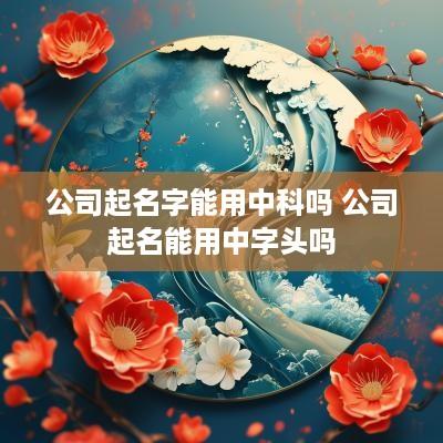公司起名字能用中科吗 公司起名能用中字头吗