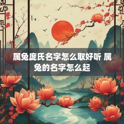 属兔庞氏名字怎么取好听 属兔的名字怎么起