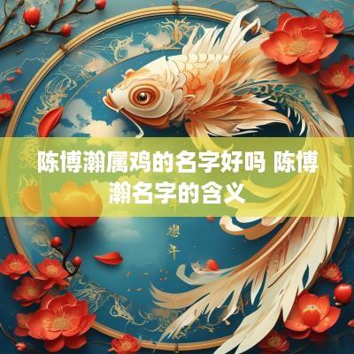 陈博瀚属鸡的名字好吗 陈博瀚名字的含义