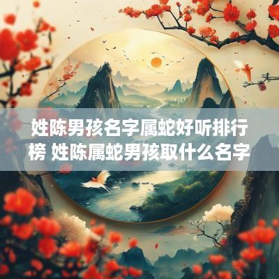 姓陈男孩名字属蛇好听排行榜 姓陈属蛇男孩取什么名字