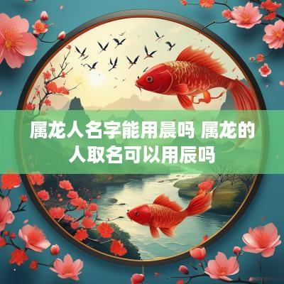 属龙人名字能用晨吗 属龙的人取名可以用辰吗