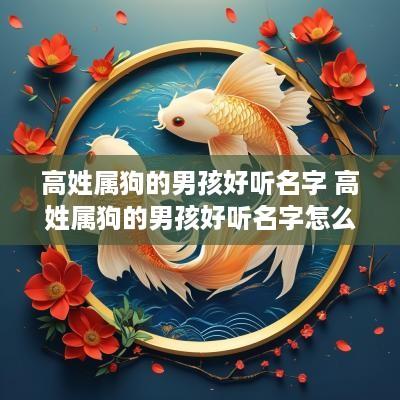 高姓属狗的男孩好听名字 高姓属狗的男孩好听名字怎么取