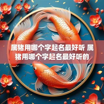 属猪用哪个字起名最好听 属猪用哪个字起名最好听的