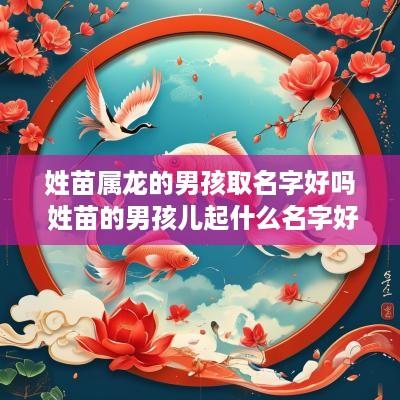 姓苗属龙的男孩取名字好吗 姓苗的男孩儿起什么名字好听?