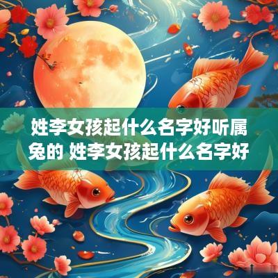 姓李女孩起什么名字好听属兔的 姓李女孩起什么名字好听属兔的人