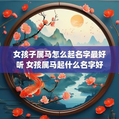 女孩子属马怎么起名字最好听 女孩属马起什么名字好