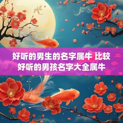 好听的男生的名字属牛 比较好听的男孩名字大全属牛