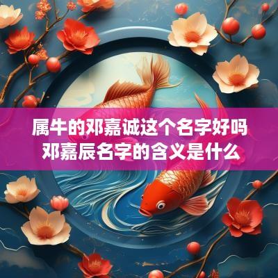 属牛的邓嘉诚这个名字好吗 邓嘉辰名字的含义是什么
