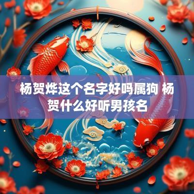 杨贺烨这个名字好吗属狗 杨贺什么好听男孩名