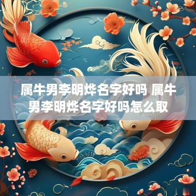 属牛男李明烨名字好吗 属牛男李明烨名字好吗怎么取