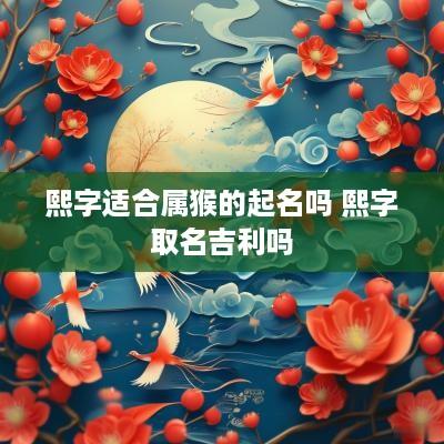 熙字适合属猴的起名吗 熙字取名吉利吗