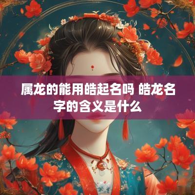 属龙的能用皓起名吗 皓龙名字的含义是什么