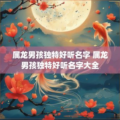 属龙男孩独特好听名字 属龙男孩独特好听名字大全