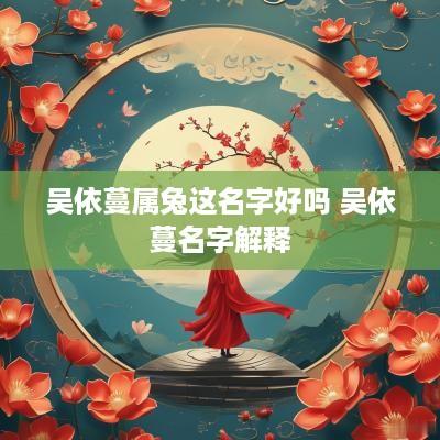 吴依蔓属兔这名字好吗 吴依蔓名字解释