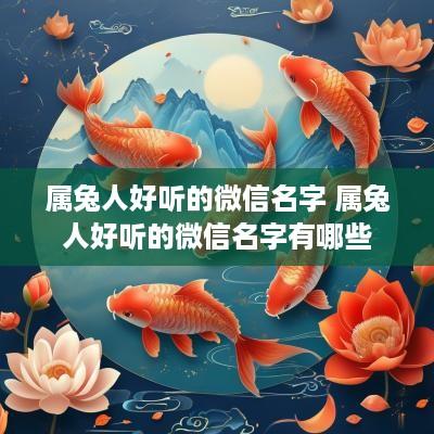 属兔人好听的微信名字 属兔人好听的微信名字有哪些