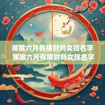 属猴六月有横财吗女孩名字 属猴六月有横财吗女孩名字怎么取