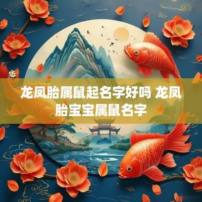 龙凤胎属鼠起名字好吗 龙凤胎宝宝属鼠名字