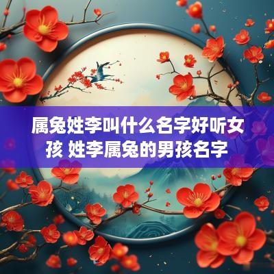 属兔姓李叫什么名字好听女孩 姓李属兔的男孩名字