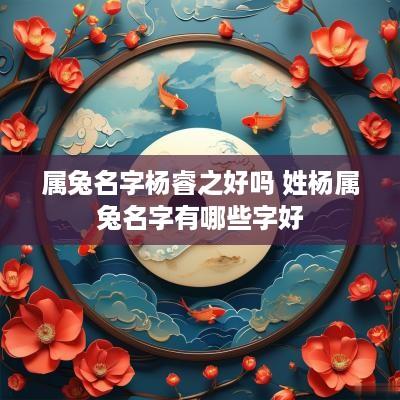 属兔名字杨睿之好吗 姓杨属兔名字有哪些字好
