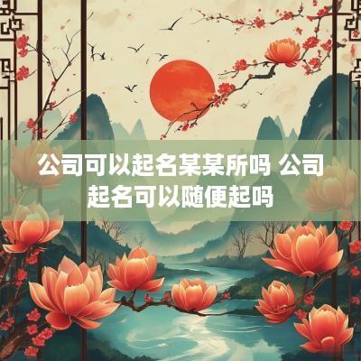 公司可以起名某某所吗 公司起名可以随便起吗